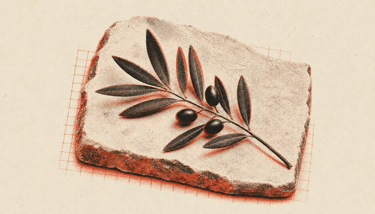 Olive branch on stone representing the origins of what is stoicism