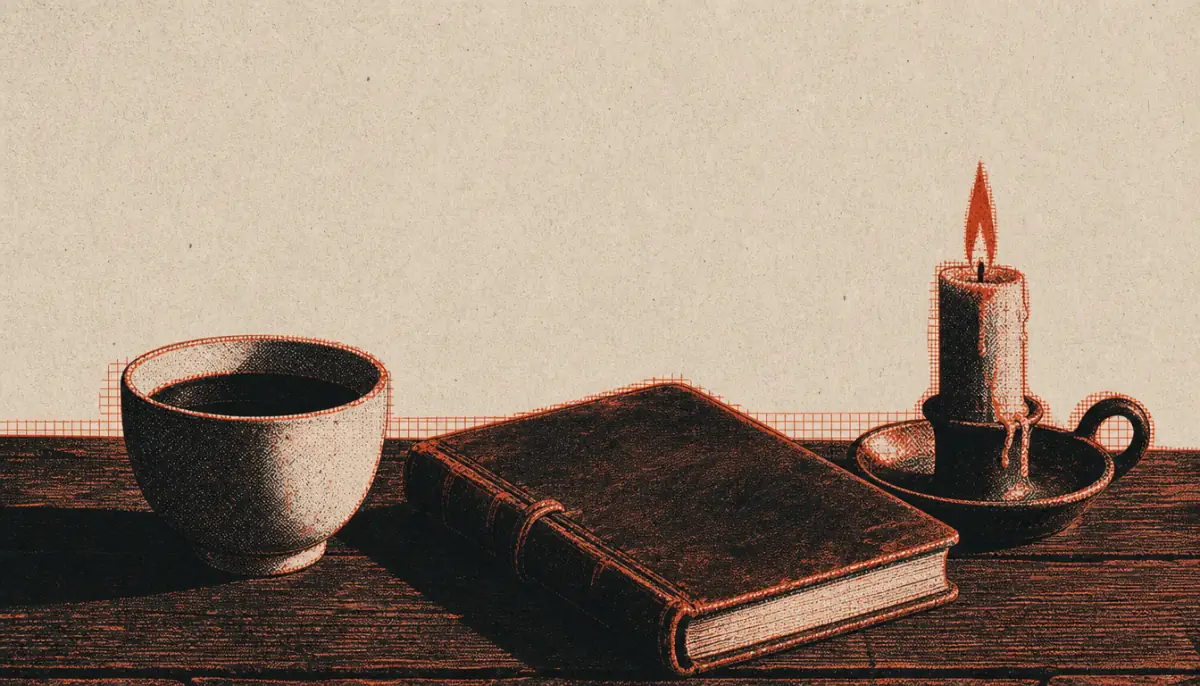 Quiet morning ritual objects representing daily practice of what is stoicism
