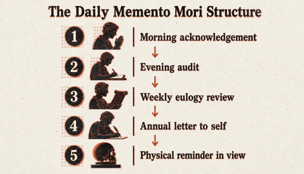 Diagram of what is memento mori as a daily and annual practice structure