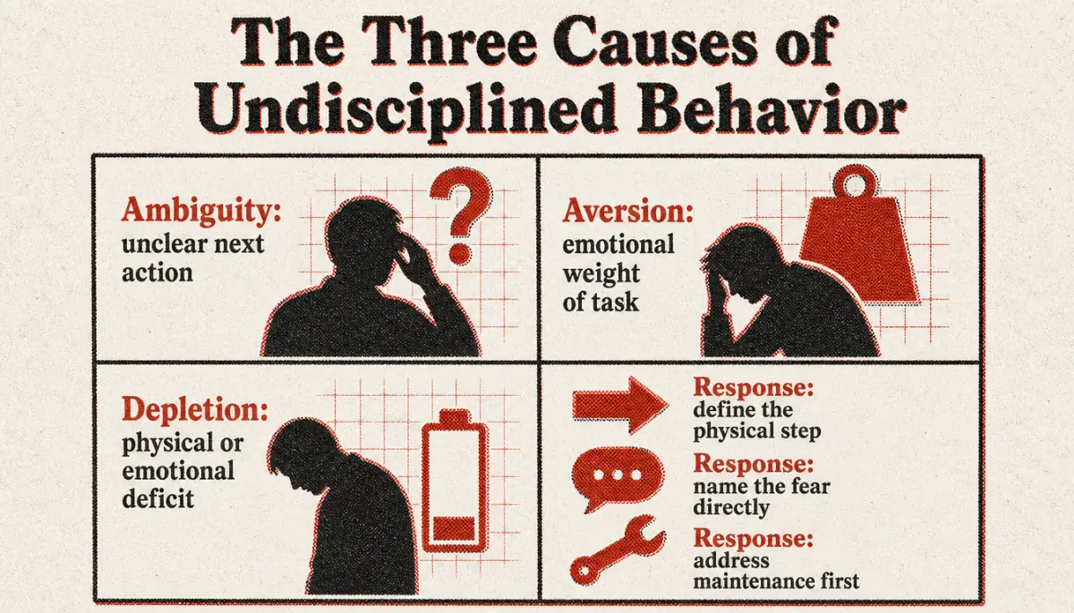 Diagnostic matrix for how to stop being lazy and undisciplined by identifying root causes