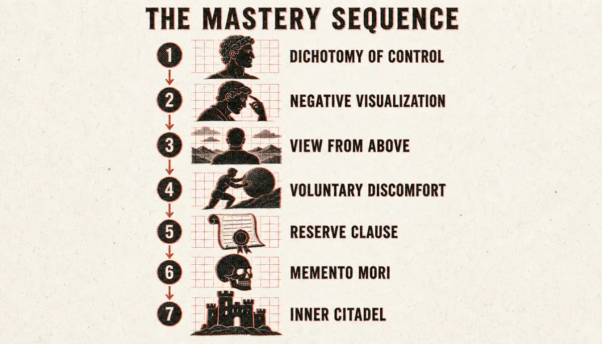 Process diagram of the mastery sequence for stoic frameworks for men