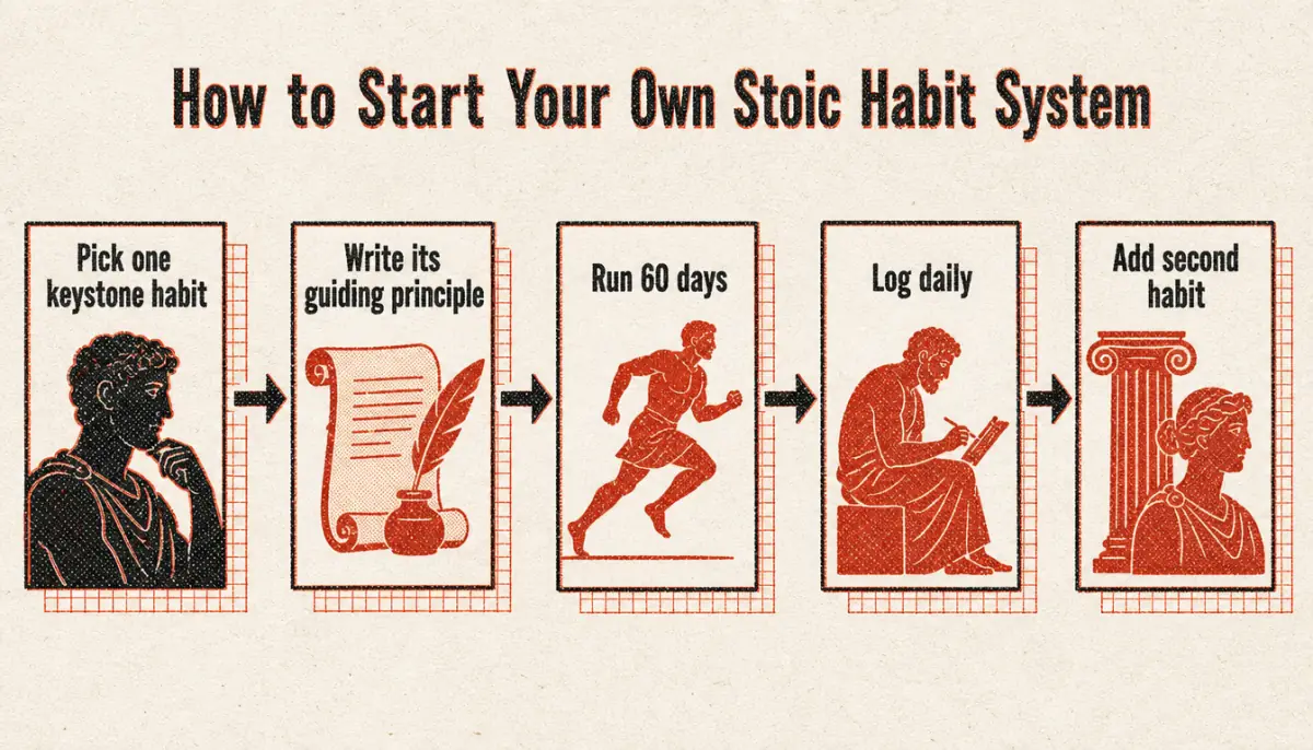 Flowchart for reproducing stoic habits results starting with one habit