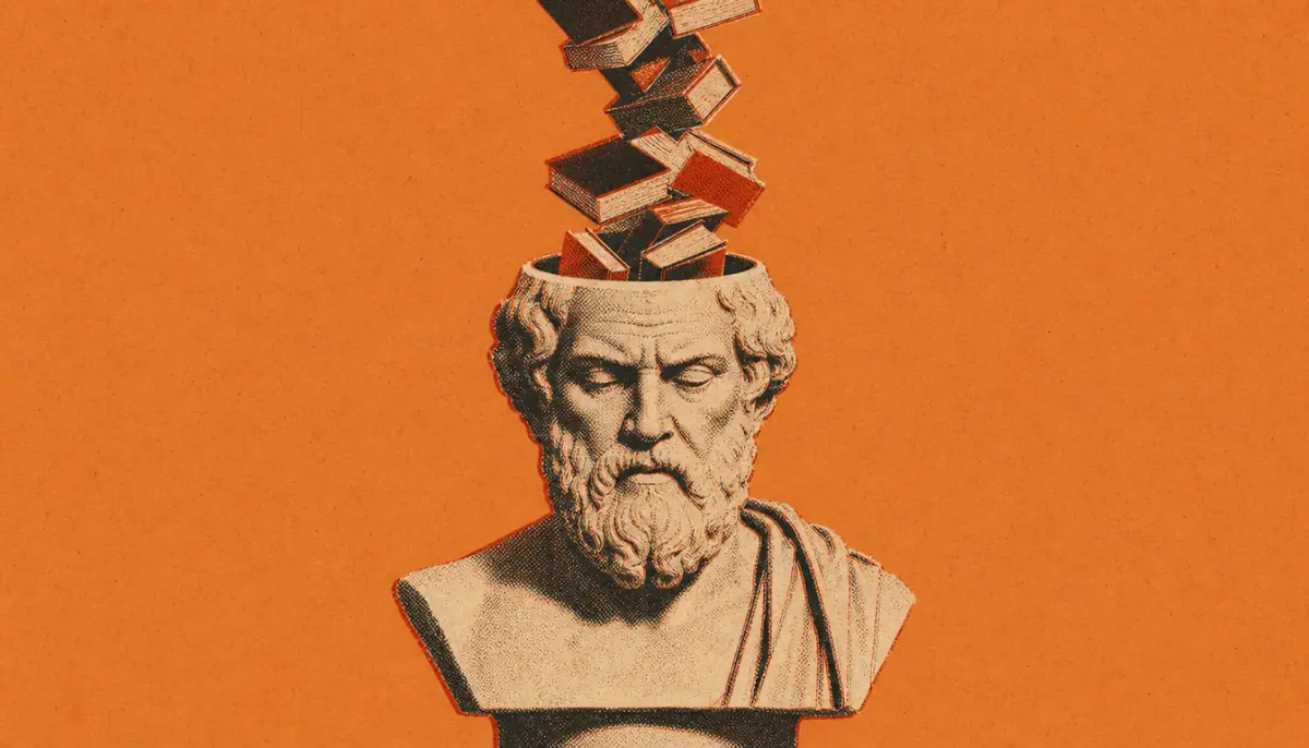 Marble bust absorbing books illustrating the anatomy of the knowledge action gap