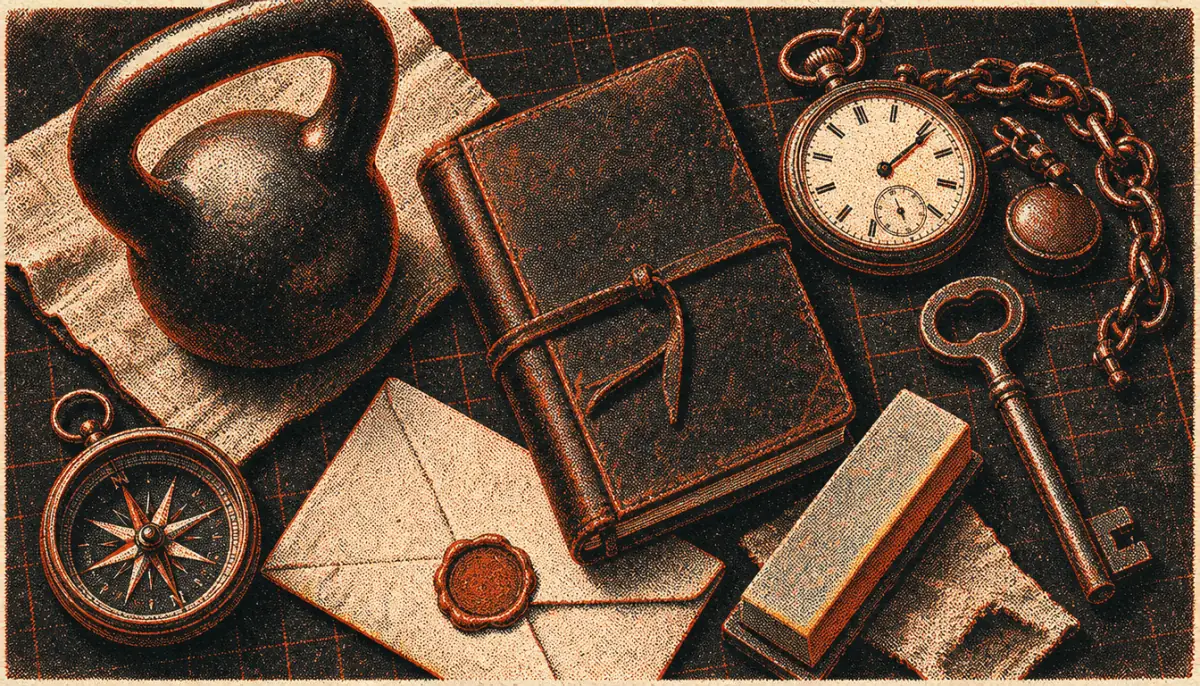 Flat lay of disciplined tools representing mental toughness through the dichotomy of control