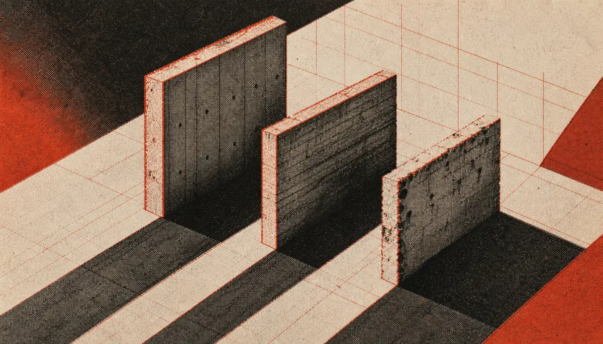 Three concrete walls representing the structural mechanics behind the knowledge action gap