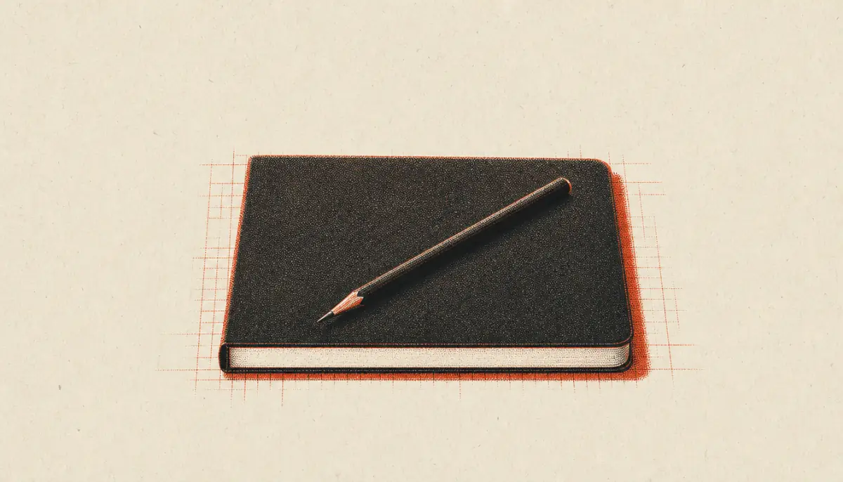Minimal notebook and pencil representing the prerequisites for from knowing to doing