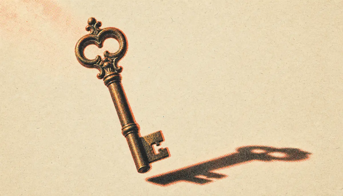 Brass key representing the judgment gate in inner citadel stoicism practice