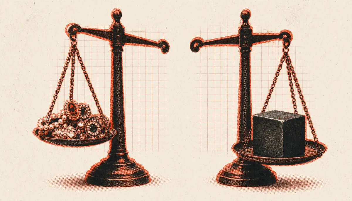 Balance scales comparing charisma techniques and durable social presence in men