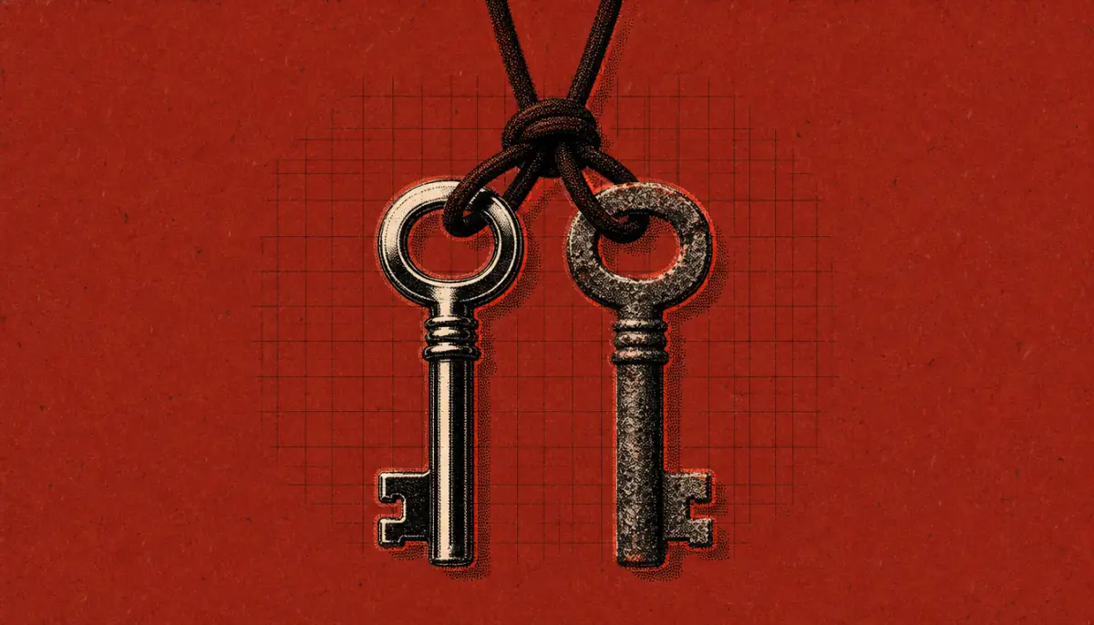 Two contrasting iron keys symbolizing the old loop versus the from knowing to doing system