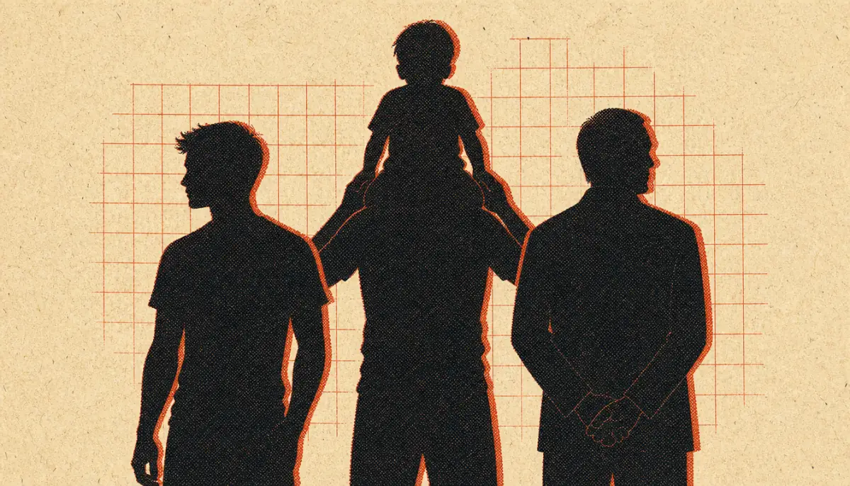 Silhouettes of men adapting the masculine morning routine across life stages