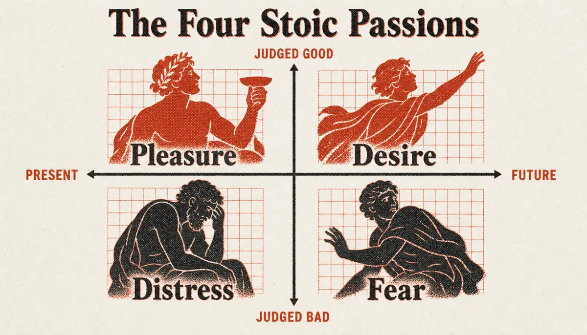 Matrix of the four Stoic passions underlying apatheia meaning