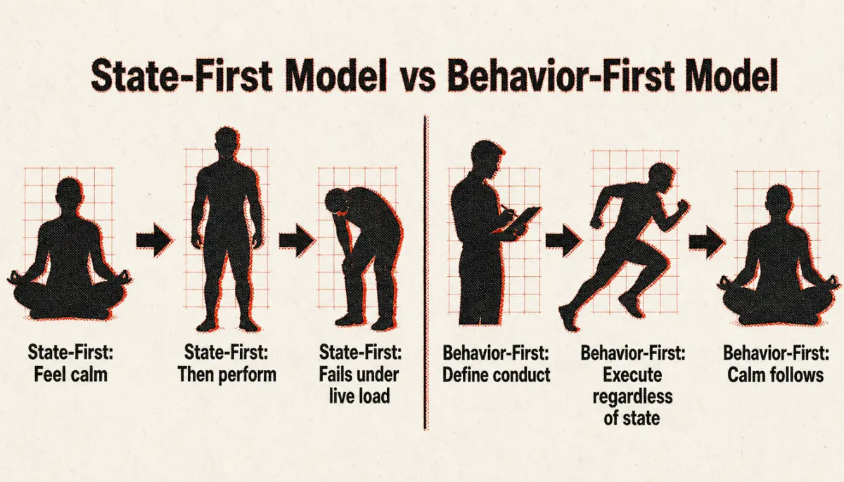 Comparison of state-first and behavior-first models for building composure under pressure
