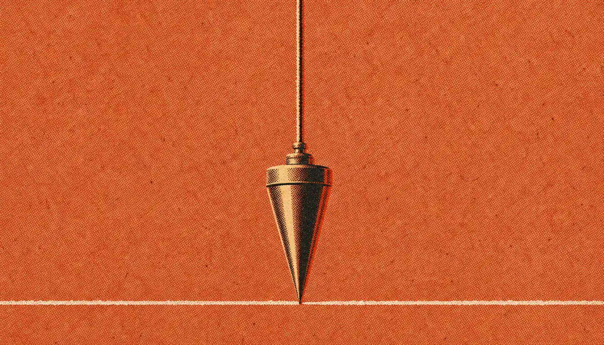 Plumb bob showing alignment as a principle of body language for men