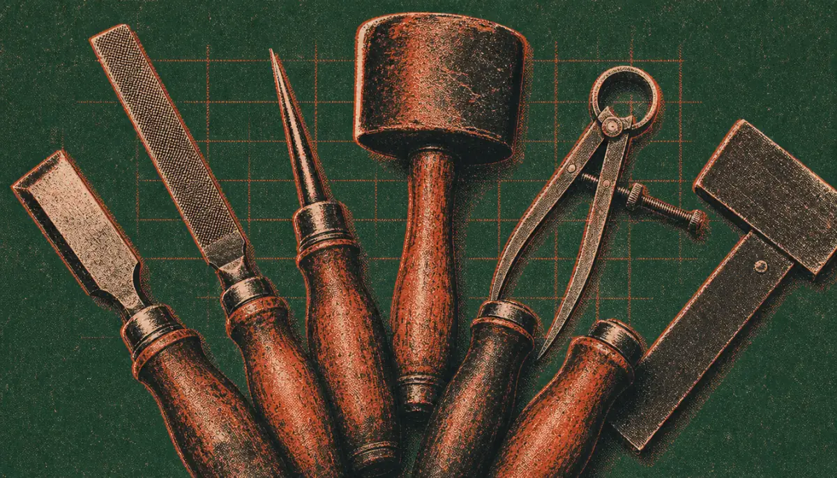 Hand tools fanned out representing training priorities in body language for men